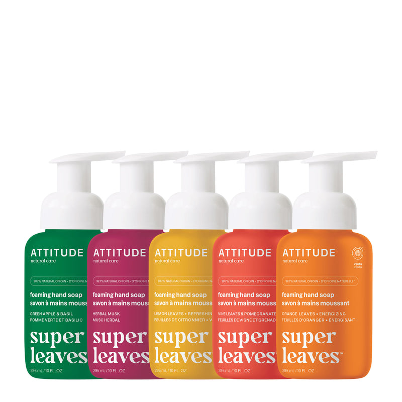 Ensemble de 5 savons mousse pour les mains : super leaves™